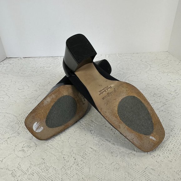 Paul Green, Shoe Black Fabric & Leather Pumps Block Heel, size 7M - Picture 8 of 9